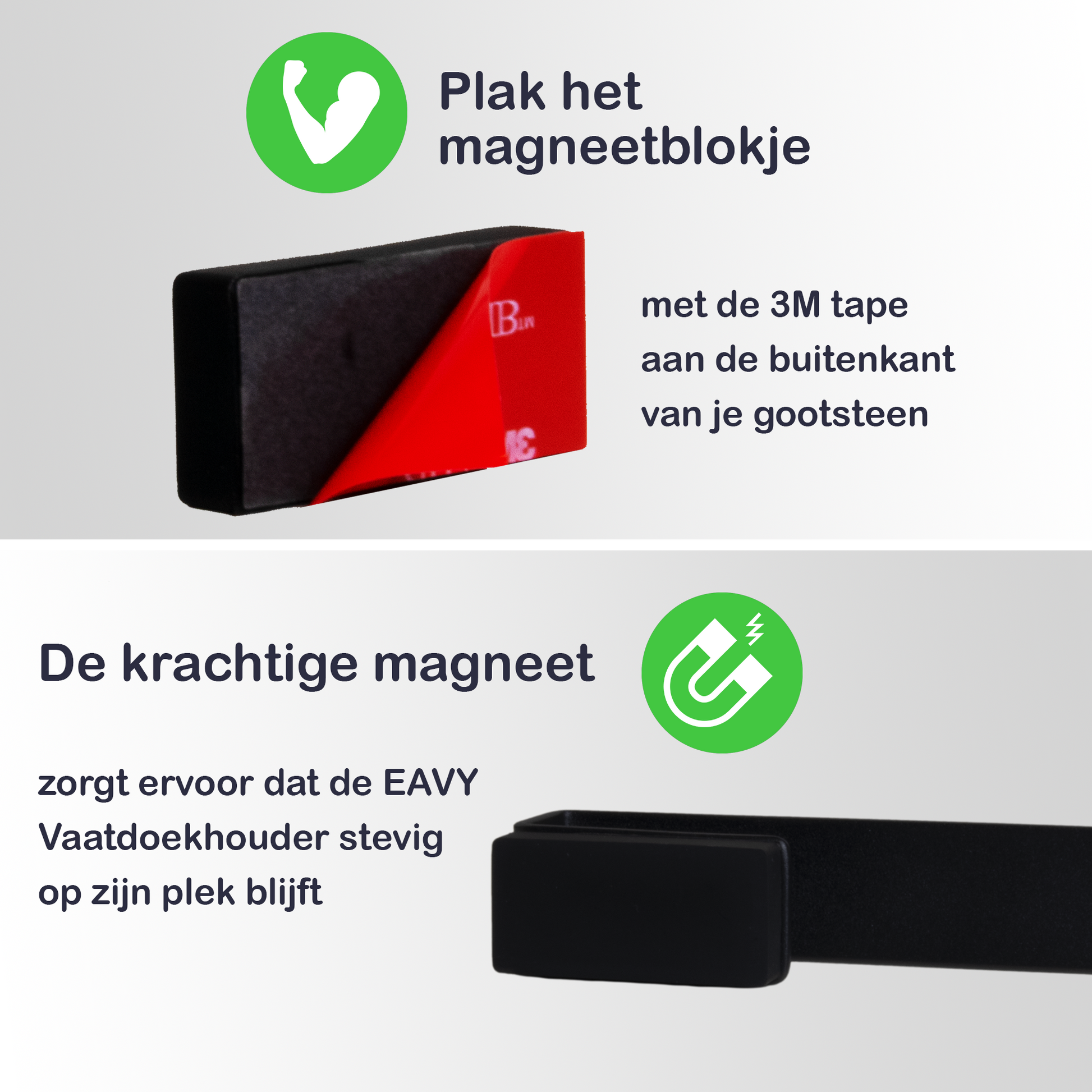 EAVY - Vaatdoekhouder Magnetisch - RVS - Zwart - EAVY.NL