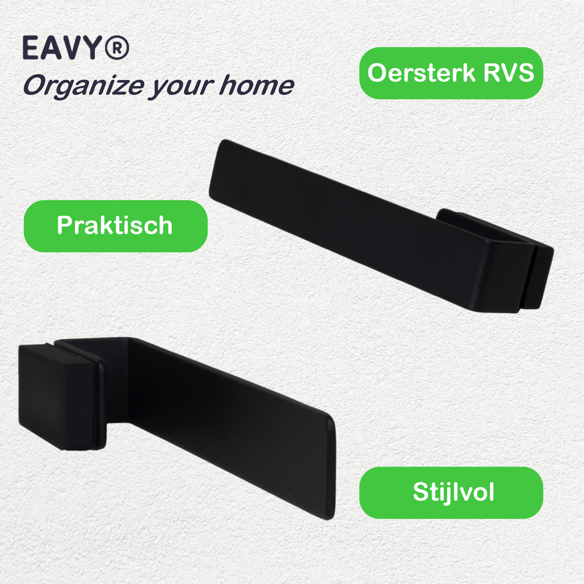 EAVY - Vaatdoekhouder Magnetisch - RVS - Zwart - EAVY.NL