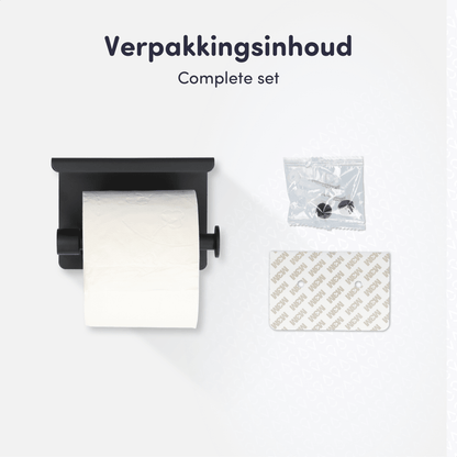 toiletrol houder zwart met plankje